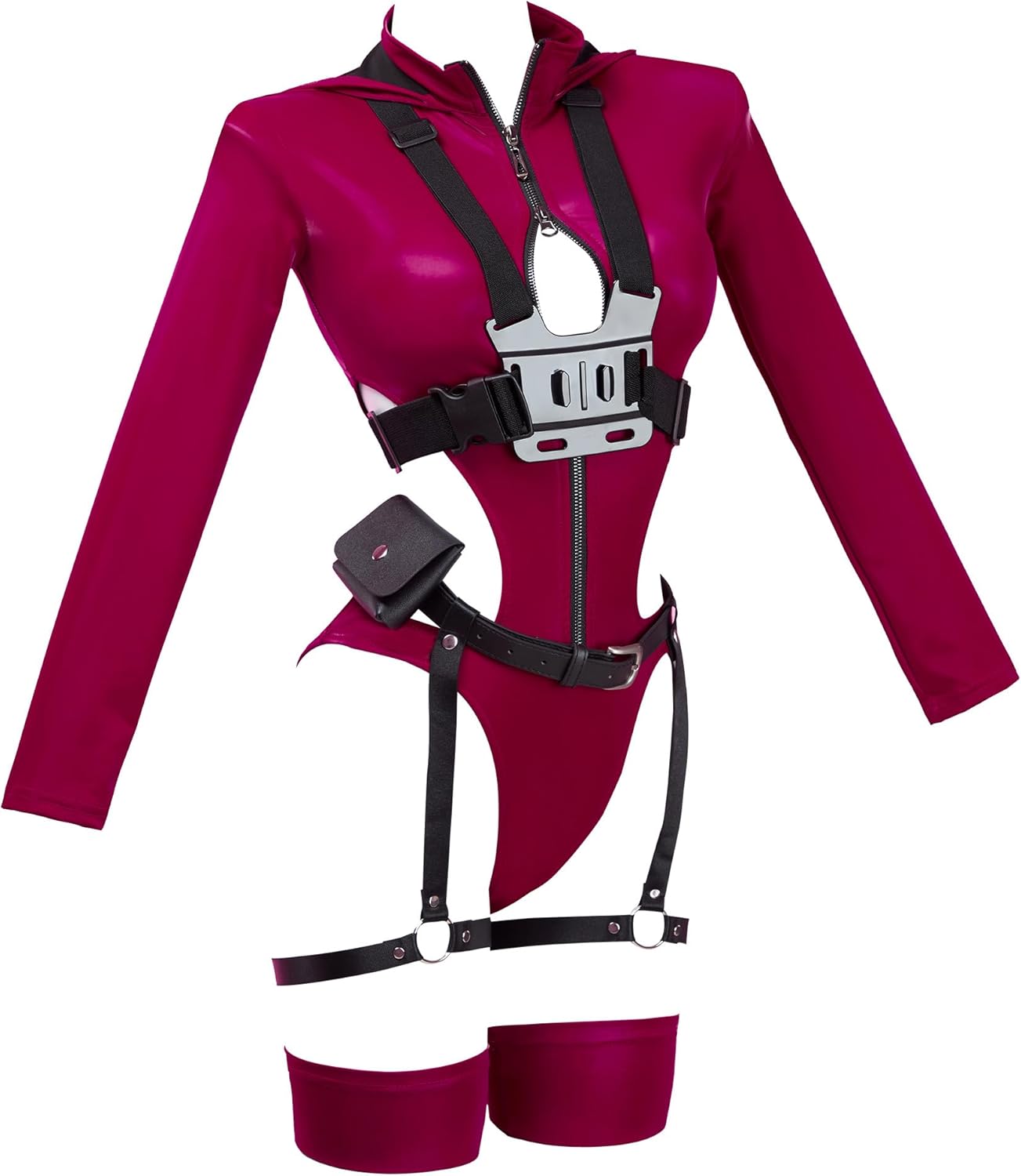 Mobbunny Game Guard Costume Women TV Derivative Lingerie Bodysuit Cutout Zipper Hooded Jumpsuit with Headgear Halloween