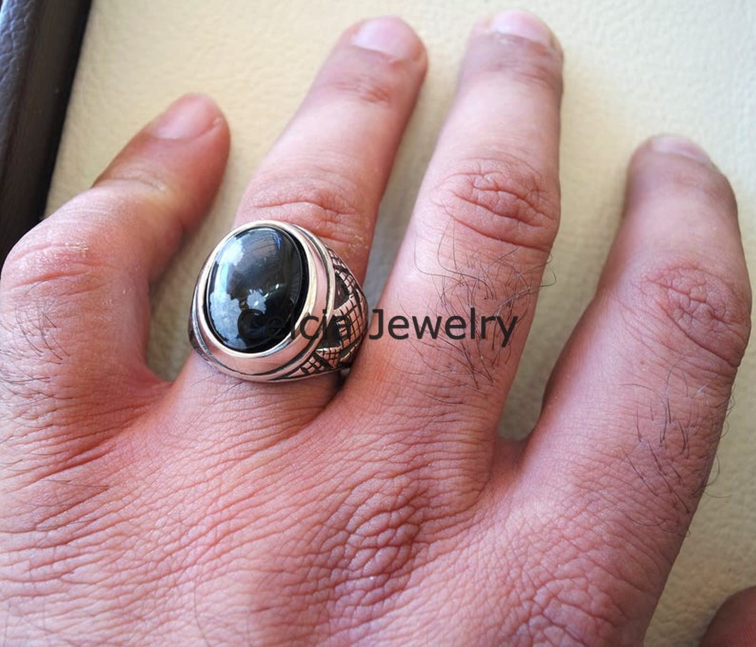 Bellissimo anello ossidiana fiocco di neve, gioielli fatti a mano attraenti per uomo, anello di dichiarazione, regali per la festa del papà, anello ossidato argento (ossidiana fiocco di neve)