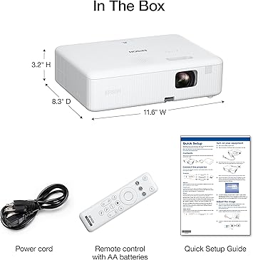 جهاز عرض محمول Epson EpiqVision Flex CO-W01، 3 شرائح، 3LCD، شاشة عريضة، سطوع ملون/أبيض 3000 لومن، مكبر صوت 5 وات، 300 بوصة للترفيه المنزلي والعمل، جاهز للبث