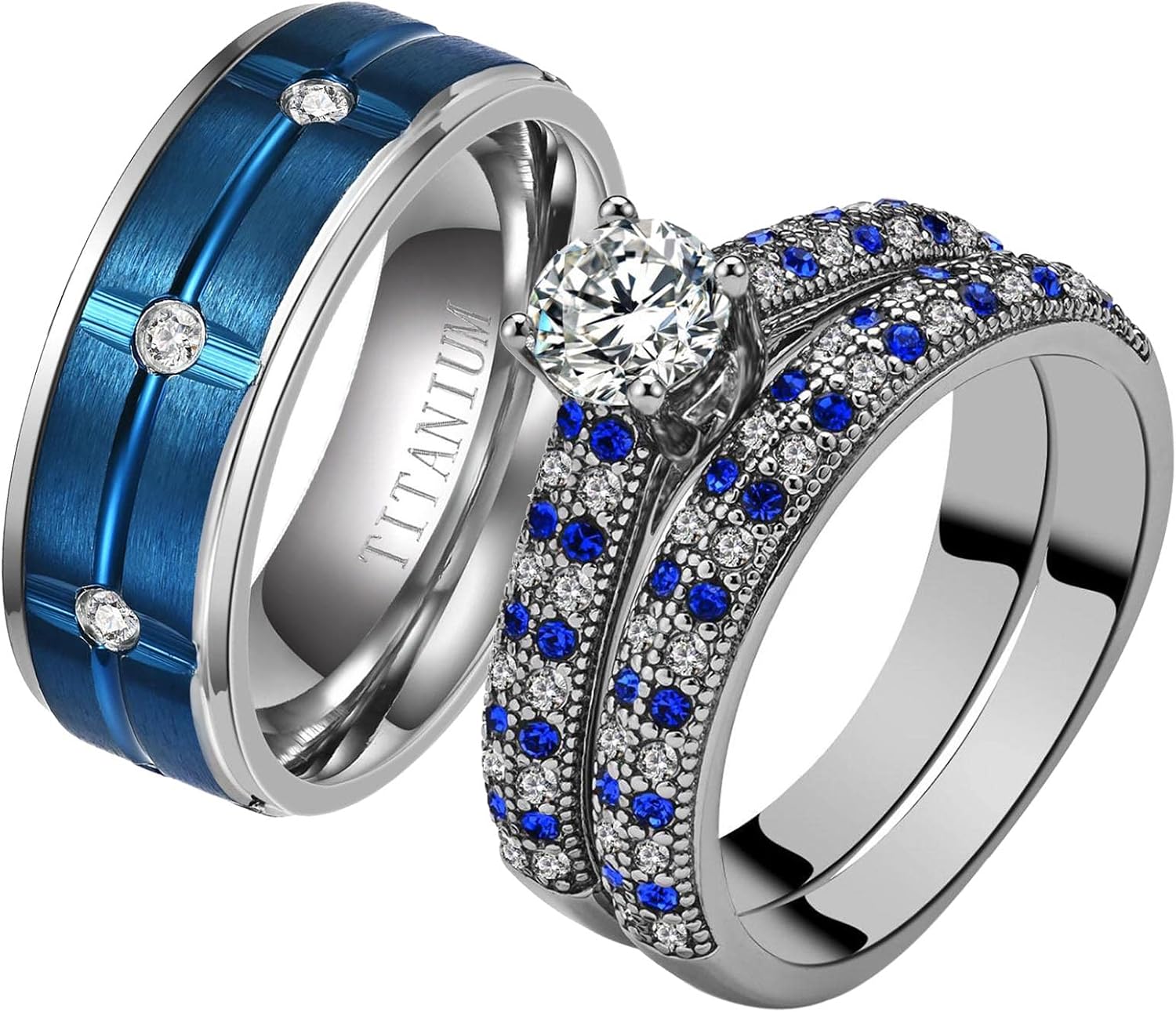 ringheart His and Hers Ring Couple Rings Matching Ring 1ct AAA Cz Womens Wedding Ring Sets Wedding Bands