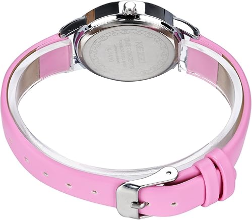 Miniatura 2 de PASNEW Reloj analógico clásico de cuarzo para niños, impermeable, con esfera de flores, correa de cuero