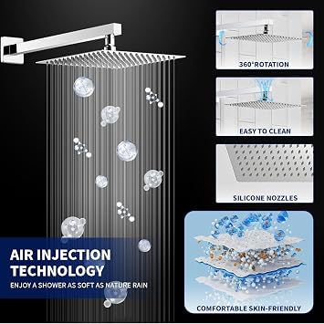 BWE 10 Inch Chrome 2-Faction Wall Mounted Bathroom Luxury Shower System
