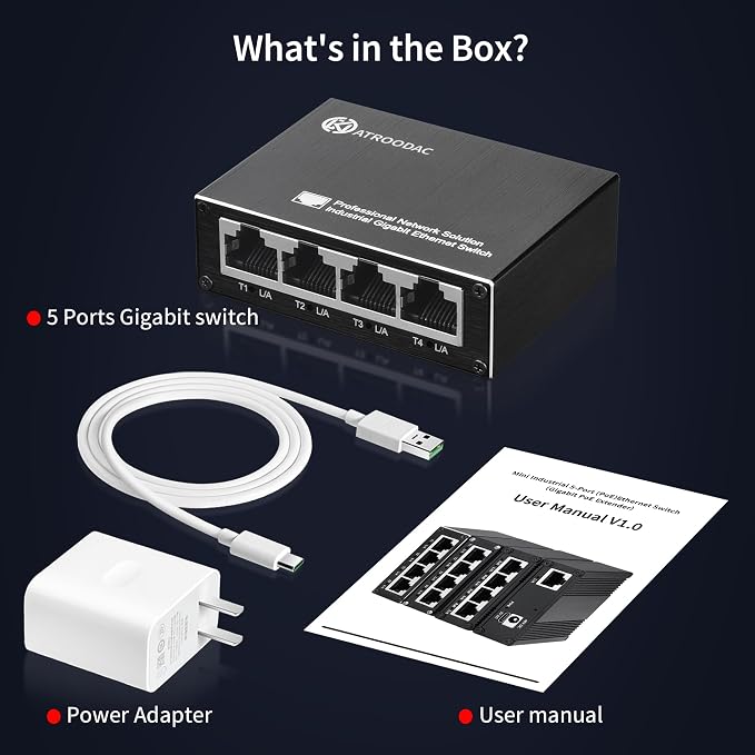 Mini switch de red de 5 puertos Gigabit USB-C con carcasa de aluminio miniatura 8