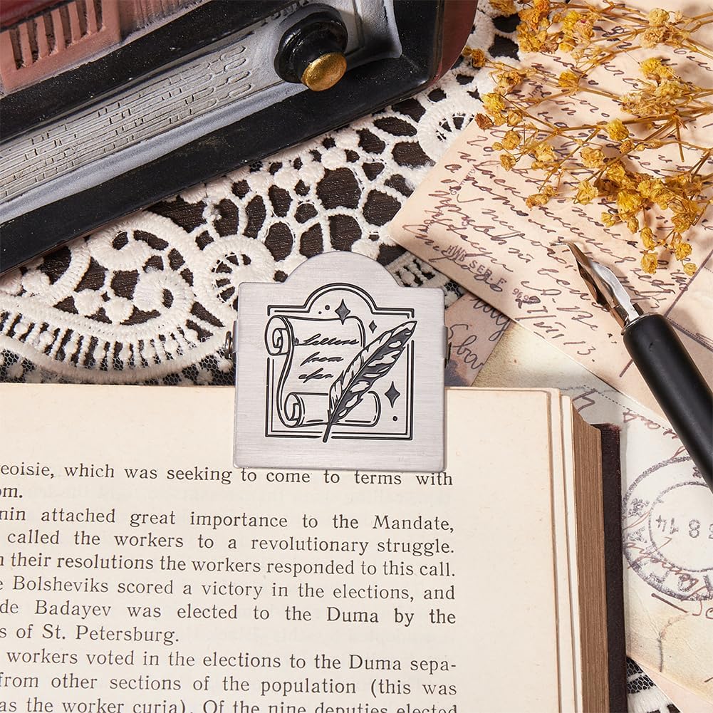 CRASPIRE Vintage Style Book Jounral Clip Travelers Notebook Clip Metal Letter Pen Retro Iron Silver Decorative Book Bill Binder Page Holder Clamp for TN Travelers Art Reading Decoration image 3