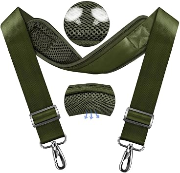 ZINZ 79.5" Universal Strap with Ultra-Thick Fixed Breathable Pad - Adjustable Heavy-Duty Shoulder Strap for Laptop, Crossbody, Luggage, Gym, Camera Bag and More,Army Green