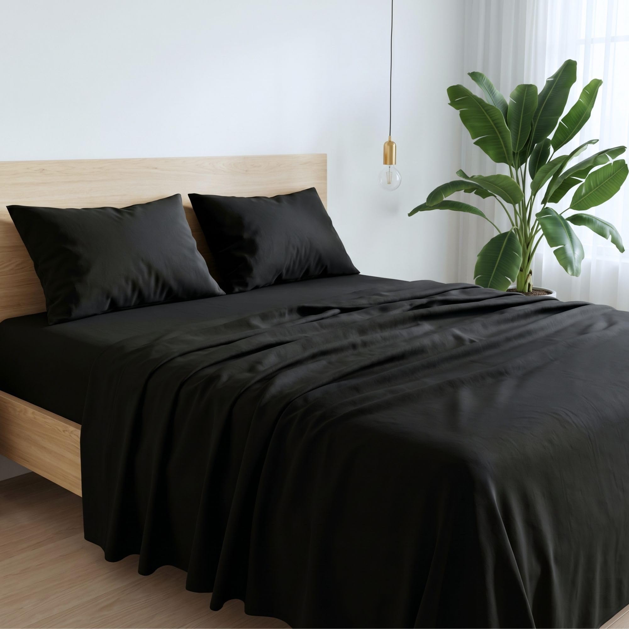 Tissu en fibre naturelle MAXIME MAISON : Parure de lit 1 place 100% coton noir