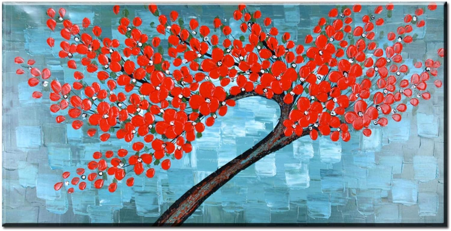 NADEALI HD Modern Canvas Painting red Flower Painting