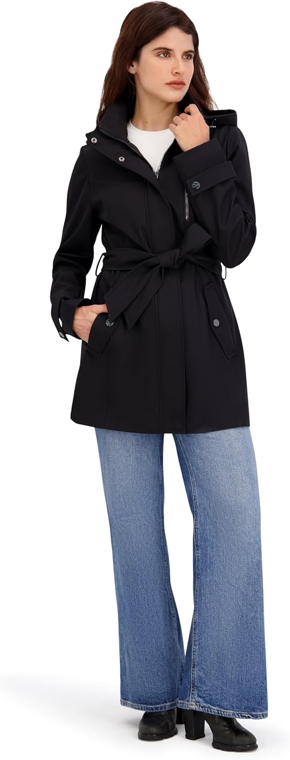 Nautica womens Bonded Rain Jacket With Belt – Water-resistant, Wind-resistant Transitional Coat - Image 2