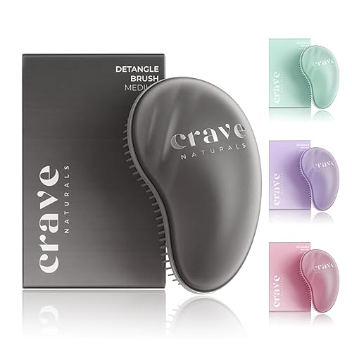 Crave Naturals Cepillo Mini para Desenredar el Cabello Negro  Cepillo Desenredante para Cabello que Desliza para Mujeres, Niños y Pequeños  Cuidado