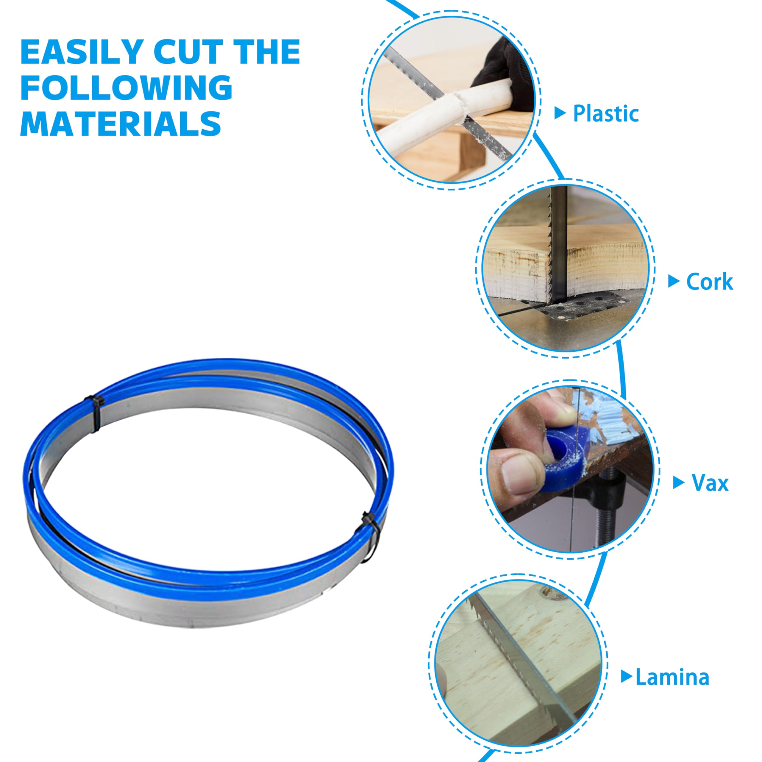 QIMEI-SHOP Hojas Sierra de Cinta 1400 x 6,35 x 0,35 mm 10TPI SK5 Hojas de Sierra de Cinta para Cortar Madera Plastico 2 Piezas