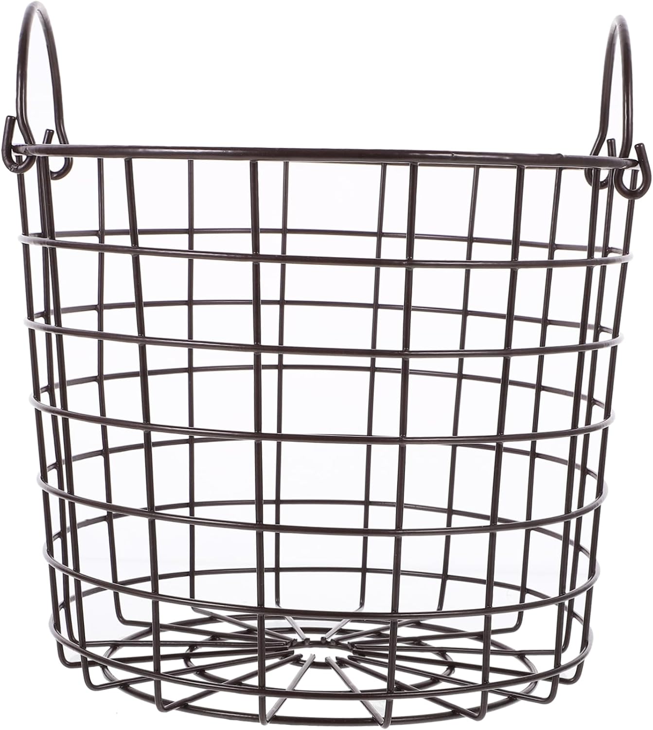 BESTYASH Portable Iron Laundry Basket with Handles Medium Coffee Color Storage Organizer for Clothes Books and Sundries Hollow Design for Home and Dormitory Organization