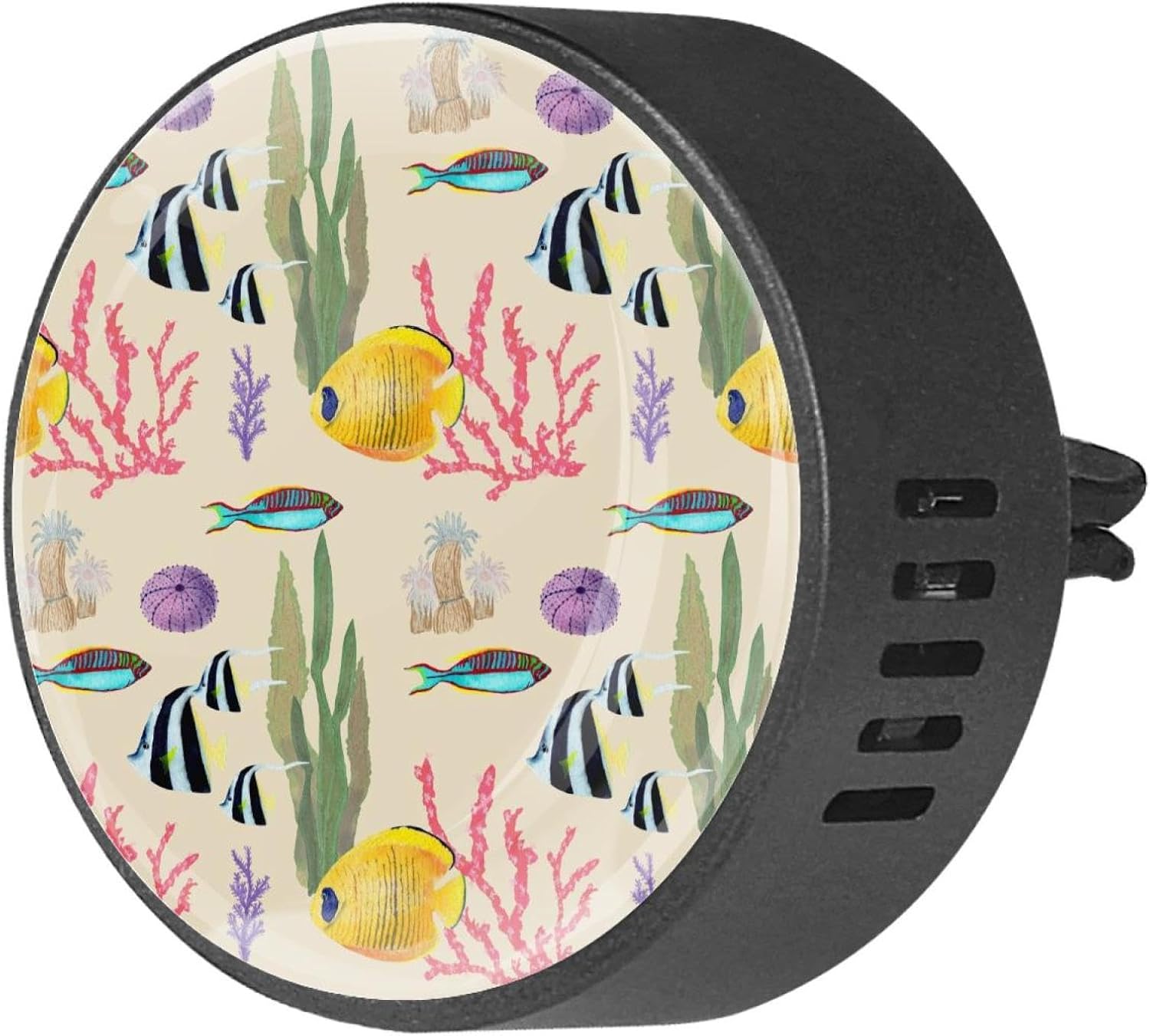VAPOKF 2 PCS Vent Clips Car Air Freshener with Sea World Corals Fishes Reef Prints, Aromatherapy Essential Oil Diffuser