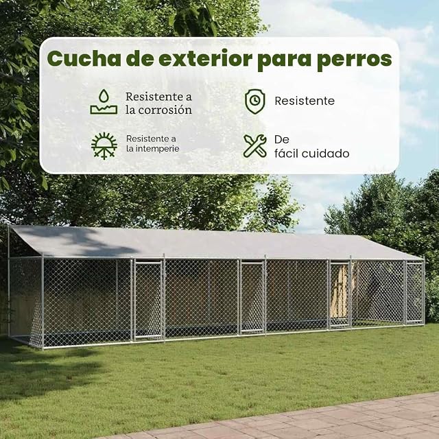 Foto 4 de 8 de vidaXL Jaula de Perros Techo y Puertas, Perrera de Malla para Cachorros, Corral para Animales