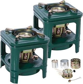 Picnic Burner Furnace, 8-Wick Portable Camping Stove, Multi-Fuel Kerosene Diesel Alcohol Burner, Compact Outdoor Cookware for Backpacking Hiking Adventure Camping, Emergency Heater (2 PCS)