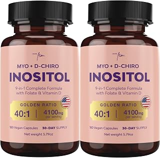 Premium Inositol Supplement Bundle - Myo-Inositol & D-Chiro Inositol Supplement for Women 4100mg (40:1 Ratio) – 9-in-1 Hormonal & Metabolic Support with Folate, Vitamin B6, B12, D3, Zinc & Chromium