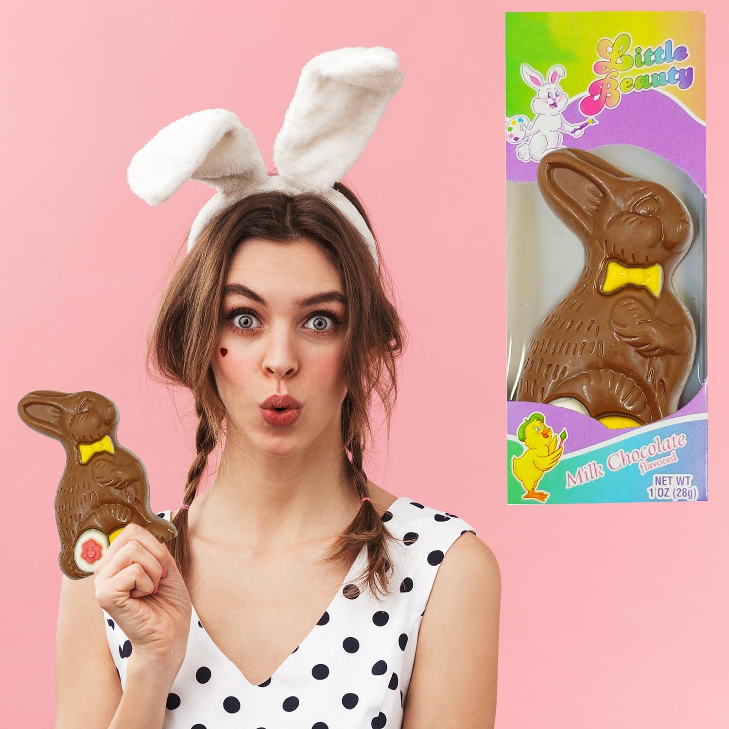 Fruidles Milk Chocolate Easter Bunny 12-Pack Holiday Treats, Decorated Solid Smooth Milk Chocolate, Party Bag Fillers, Individually Boxed, Kosher Certified Dairy, 1oz Chocolate Bar