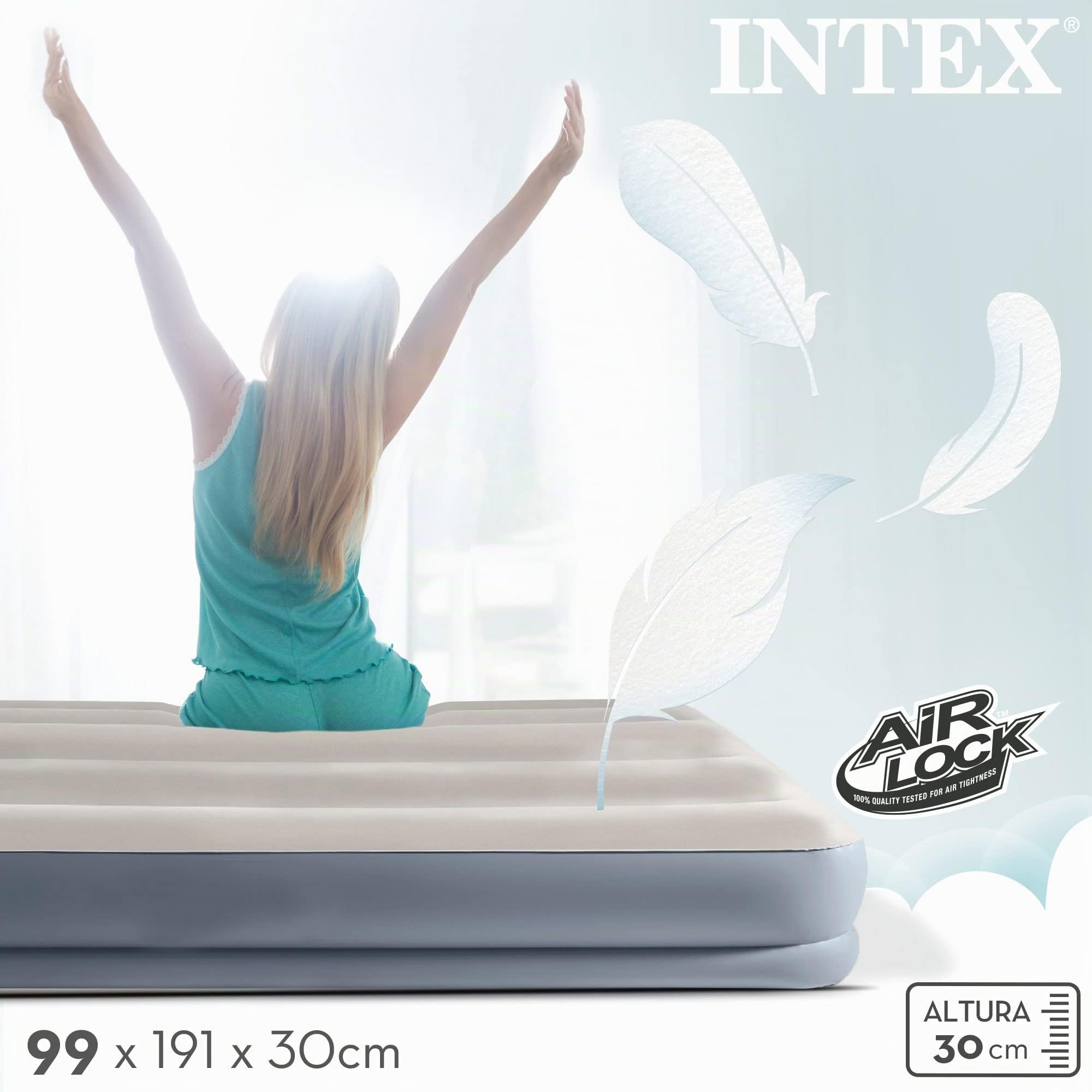 Intex - 64116NP - Lit Gonflable Pillow Rest Mid Rise - Électrique 1 Pers