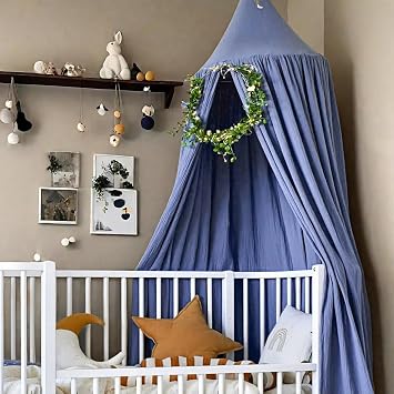 Kids Bed Canopy Round Dome 240CM Bed Tent for Children, Girls Bedroom Accessories Canopy Bed for Bedroom Nursery Room Baby Crib