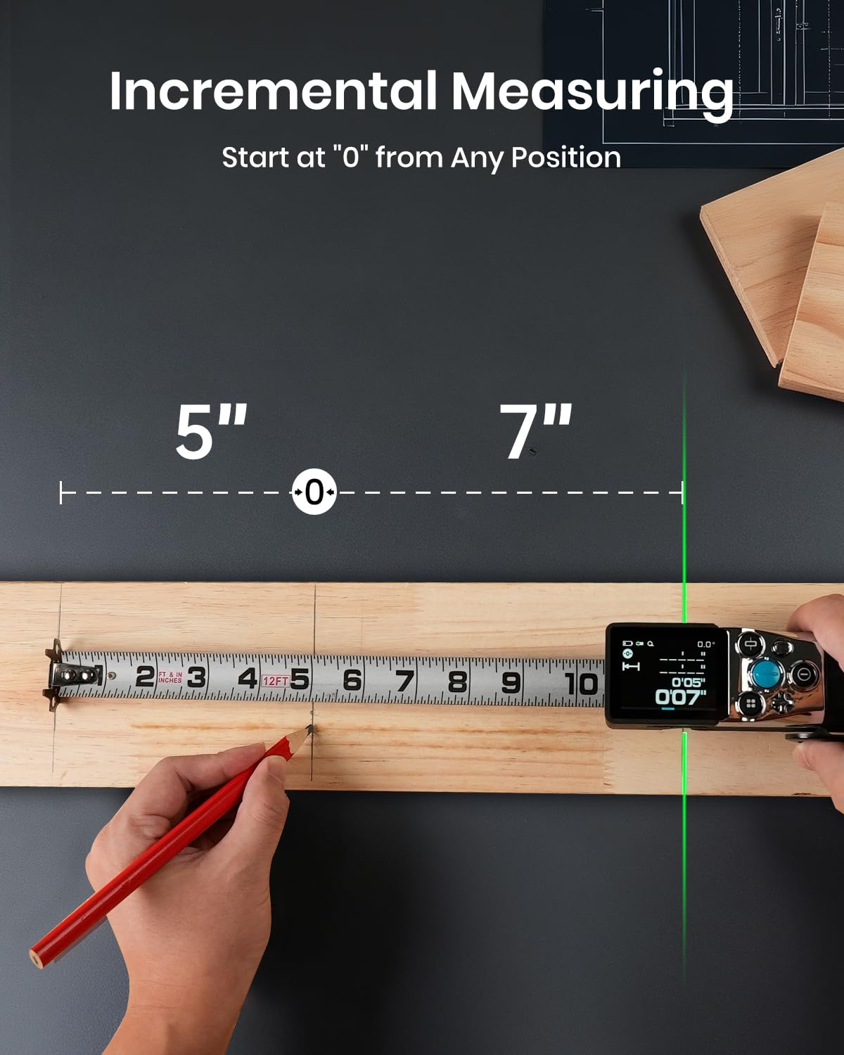 MiLESEEY XTAPE1 Digital Tape Measure with Laser, All in One Professional 1/32" Accurate Auto Lock Tape Measuring Tool with Green Aligning Laser, Replaceable Tape Modular, P2P, APP Sync, Gift for Men