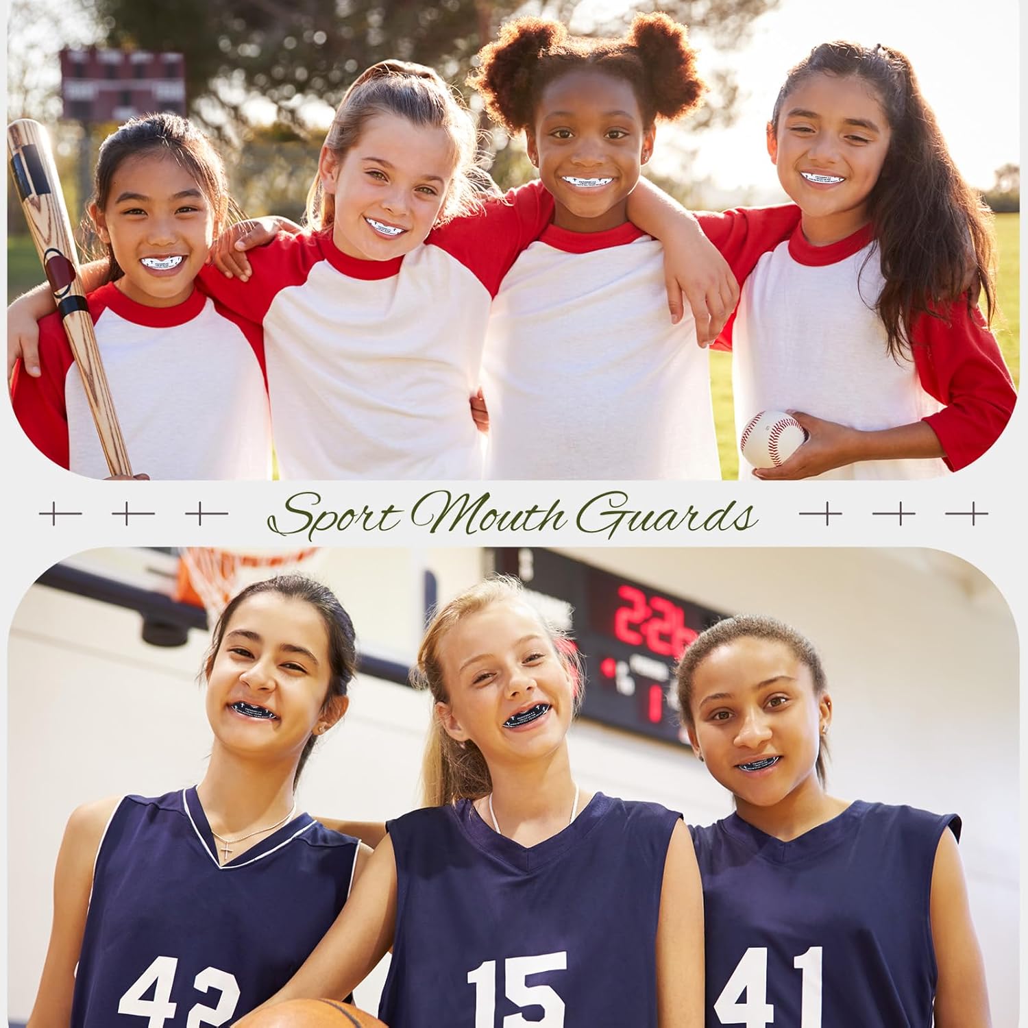 Yaomiao 6 Pcs Cross Mouth Guards, Christian Teeth Armor Sport Game Guard with Case, Mouth Guard for Football Basketball Baseball Wrestling Lacrosse Rugby Boxing Taekwondo(Large,Mixed Verse)