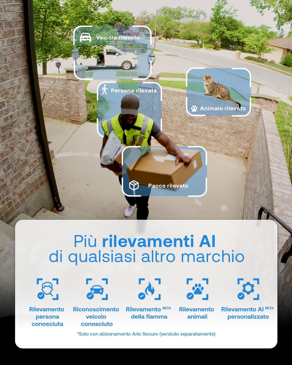 Arlo Essential 3 2K et Panneau Solaire, Caméra de Surveillance WiFi Extérieure sans Fil, Détection par IA, Audio bidirectionnel, Compatible avec Alexa, Essai Secure Inclus, 1 Caméra
