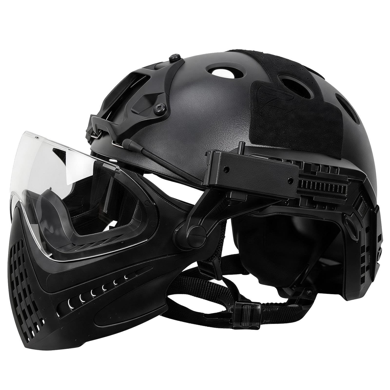 Casco Táctico con Máscara Protectora Transparente Que Cubre Todo el Rostro