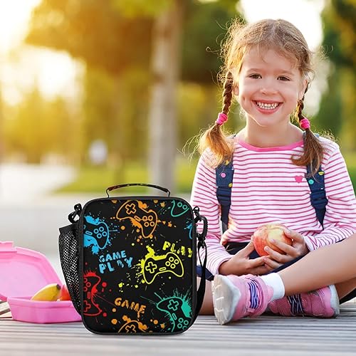 Miniatura 6 de Lonchera para niños  Lonchera aislada a prueba de fugas para niños y niñas, bolsa de almuerzo portátil para escuela, trabajo, picnic con correa para