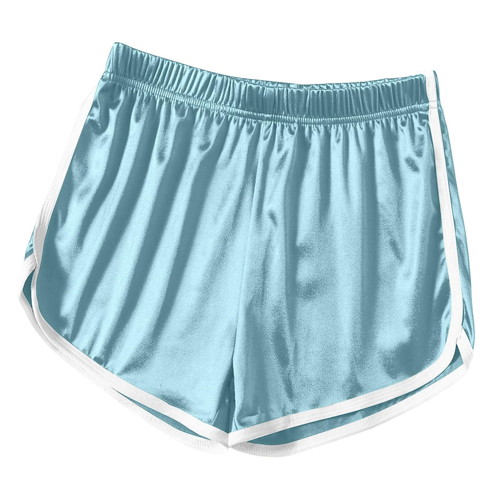 Aopir Women's A06-Sky Blue Satin Retro Dolphin Running Shorts Silky Athletic Track Shorts For Yoga Workout Loungewear