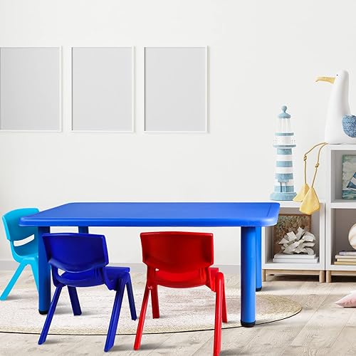 Miniatura 2 de Wesiti Mesa de actividades para niños, rectangular, 47.24 x 23.62 pulgadas, mesa escolar para niños, mesa de plástico portátil para guardería,