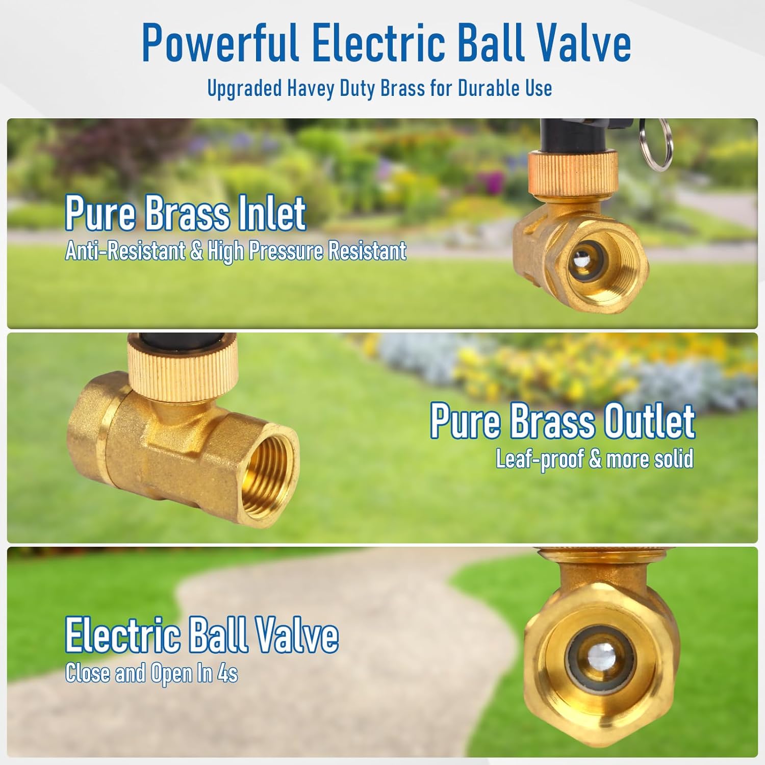 Smart WiFi Water Valve, Brass Motorized Ball Valve with Timer & App Remote Control, Alexa/Google Home Compatible, Ideal for Garden Sprinkler, Pool Filling, Greenhouse & Hydroponics, 1/2" NPT