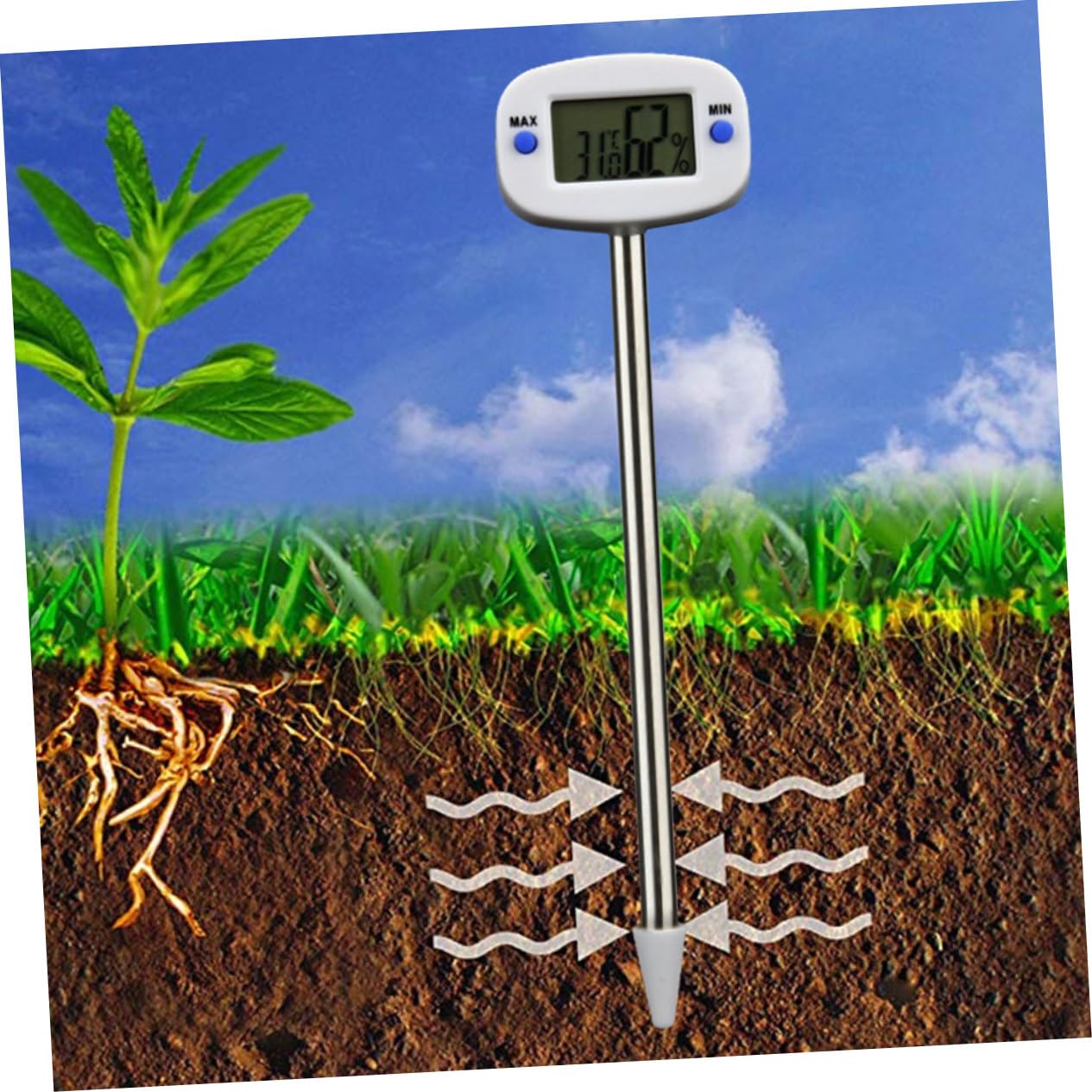 SUPVOX 3 Mini Termometro Per Terreno Ad Ago Misuratore Di Umidità Per Piante Igrometro Strumento Per Testare Il Terreno Non Richiede Batterie.