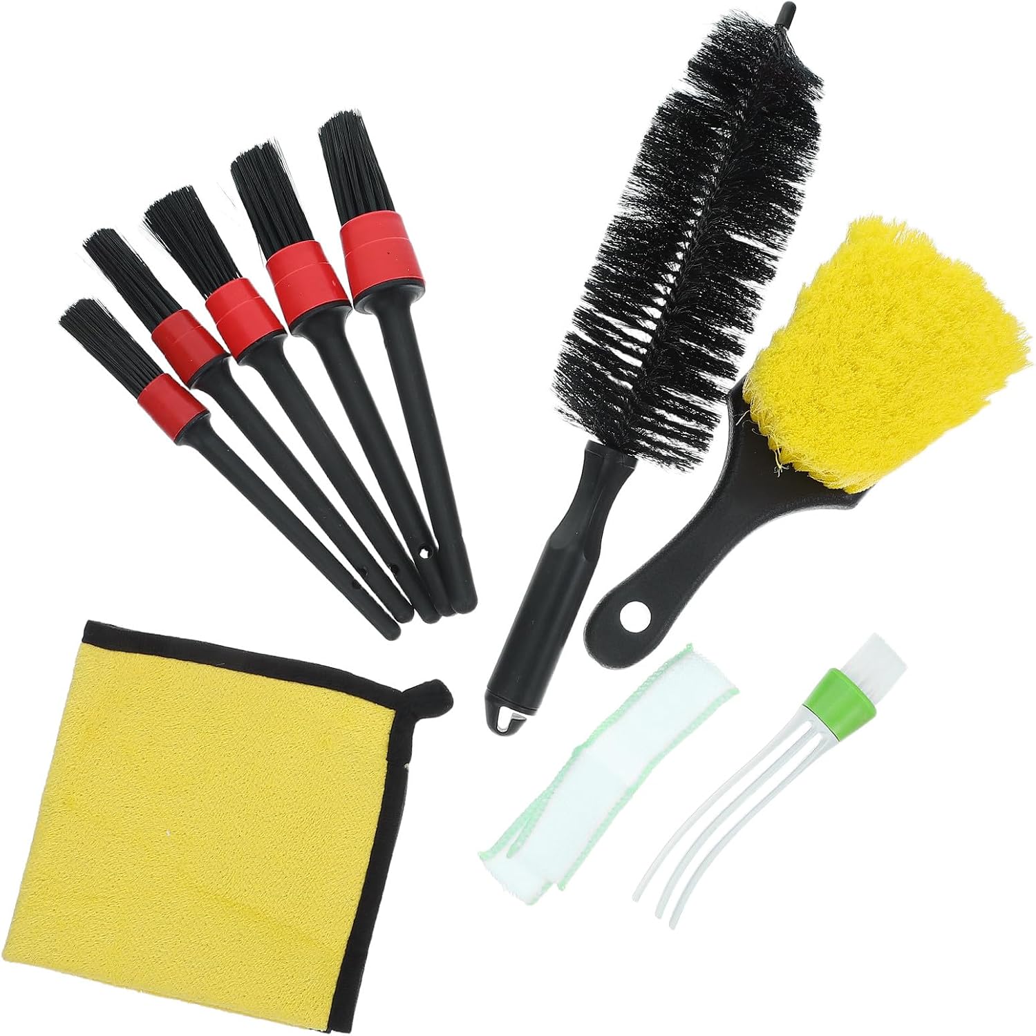 Alasum 9pcs Car Wheel Brush Set Soft Bristle Auto Detailing Kit for Wheels, Tires, Dashboard, and Air Vents Cleaning Accessories