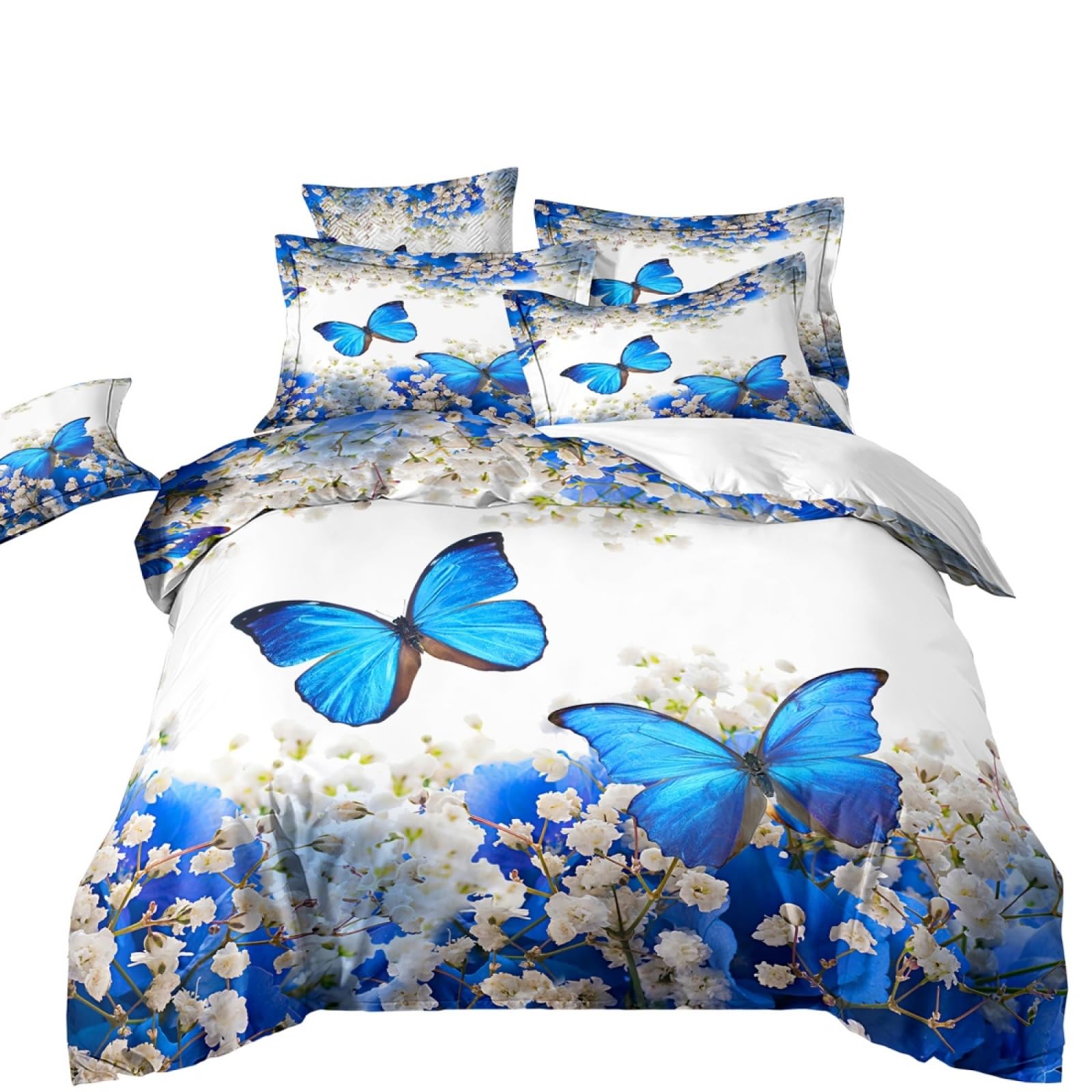 Super King Size Duvet Cover Sets Blue White Insects Super King Bedding