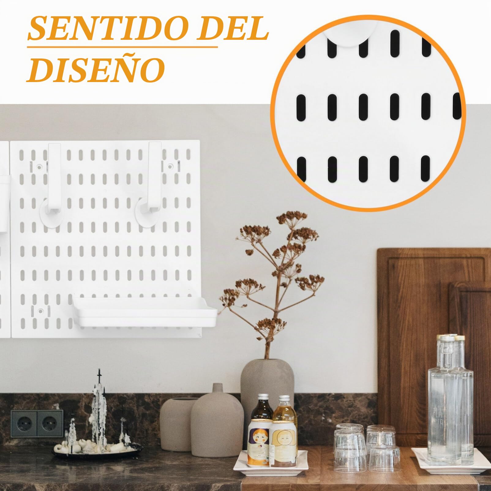 SEWACC 1 Juego De Tablero Perforado Combinado Organizador De Pared Montaje En Pared Panel Perforado Tablero Perforado Y 10 Accesorios Kits Modulares para Colgar para Oficina En Casa