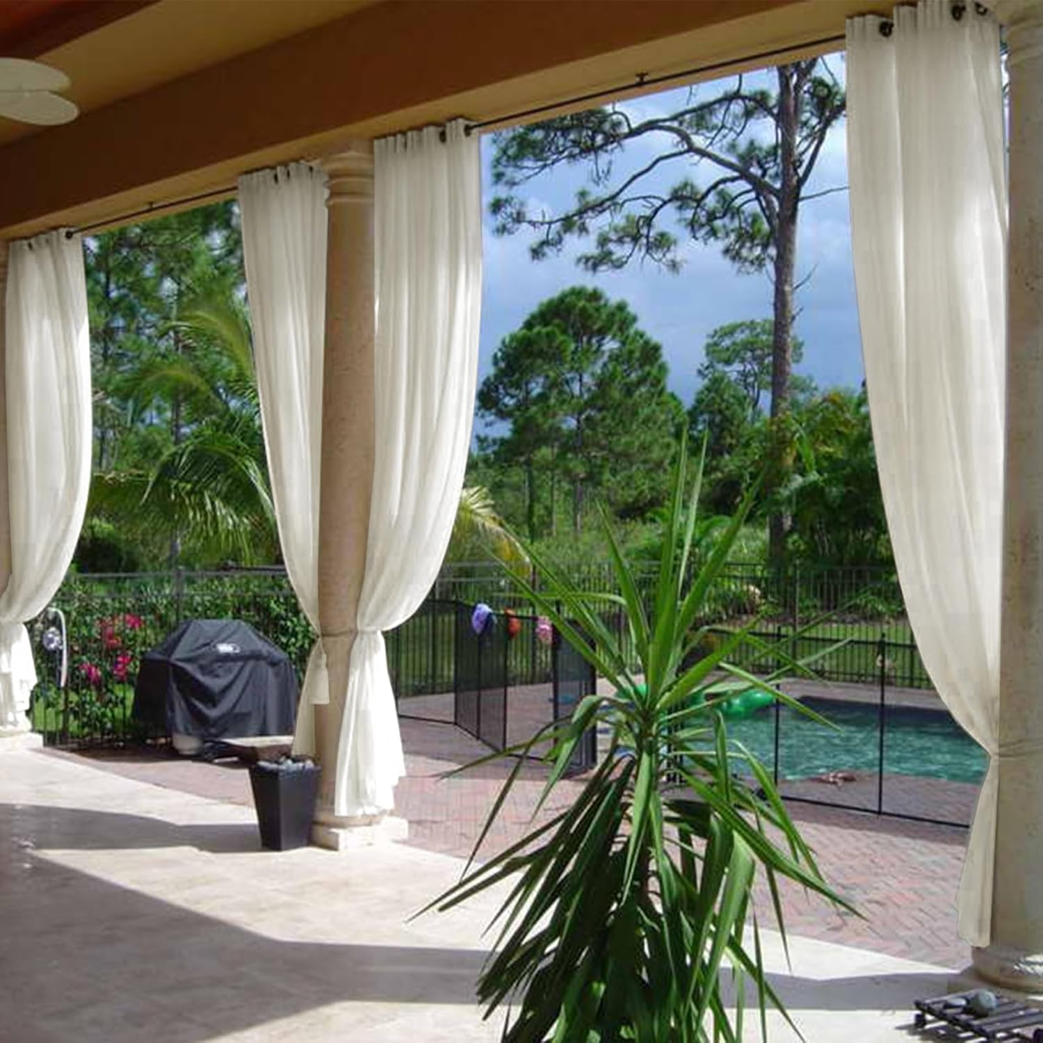 cololeaf Grommet Top Sheer Curtains Indoor Outdoor for Living Room | Bedroom | Kidsroom | Classroom| Hotel - Beige 100" W x 120" L (1 Panel)