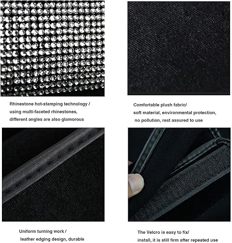 Miniatura 7 de Juego de 2 fundas para pomo de palanca de cambios y freno de mano, accesorios de automóvil con diamantes de imitación para mujer, ajuste universal