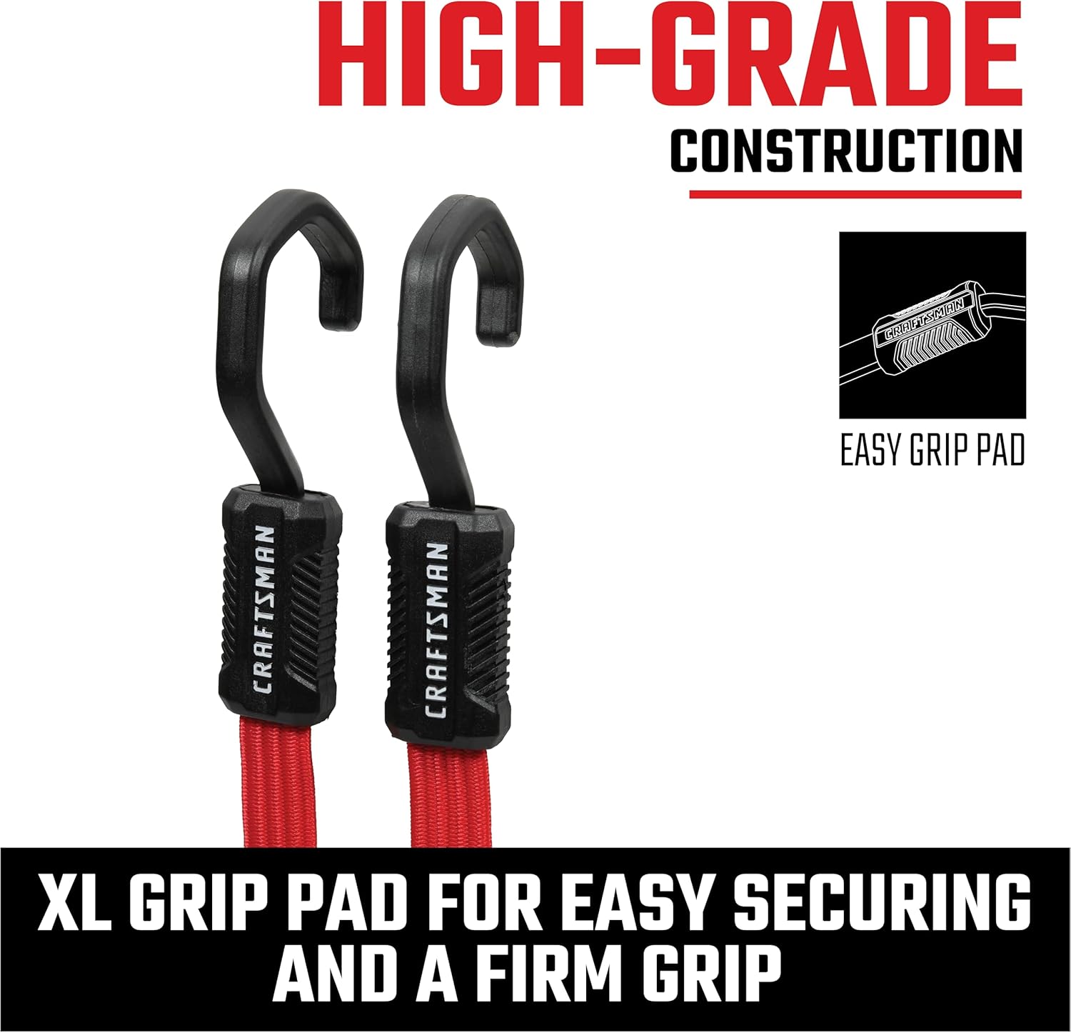 CRAFTSMAN CMXAZBS300036-8PK Black/Red 36" Flat Bungee Cord Straps, 8 Pack
