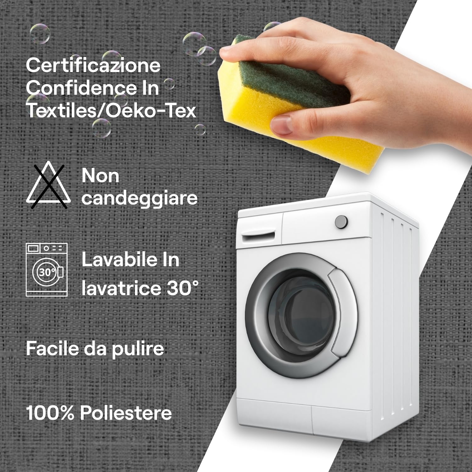 Nappe effet lin, pratique et élégante grâce à son pouvoir anti-taches et hydrofuge, il suffit de passer un chiffon humide - Lavable en machine - 100 % polyester (pierre, 140 x 360 cm)