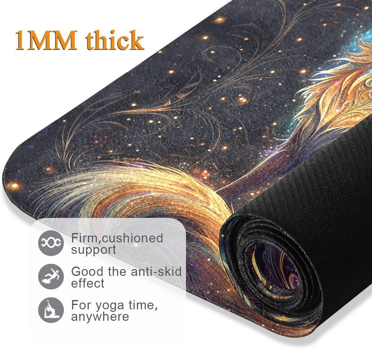 ALAZA Dreamy Fox Yoga Mat Non Slip Fitness Exercise Mat, Workout Mat for Yoga, Pilates and Floor Exercises