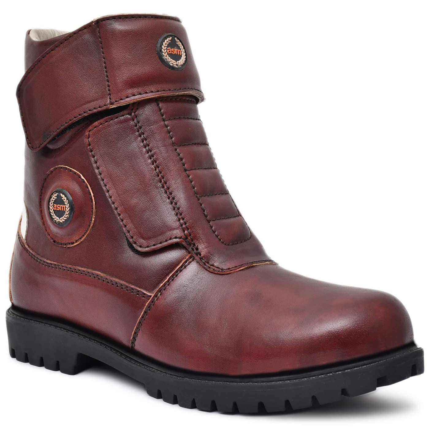 Bikers Boots with Steel Toe : High Ankle Leather Waterproof Boots for Men with Memory Foam Footpad & High Performance Rubber Sole. Sizes 5 to 12 Available. Article : 702ME-BROWN-image-35