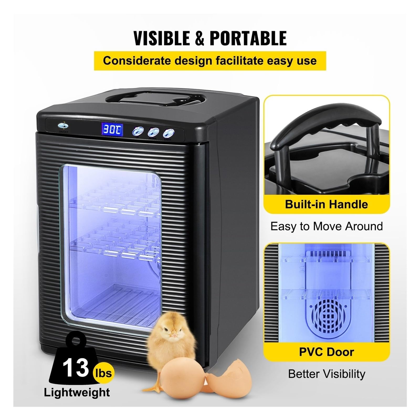 Incubadora de reptiles, termostato digital para huevos, 25 L, refrigeración y calefacción, 5-60 °C, ideal para pequeños reptiles, equipo de laboratorio para incubar huevos