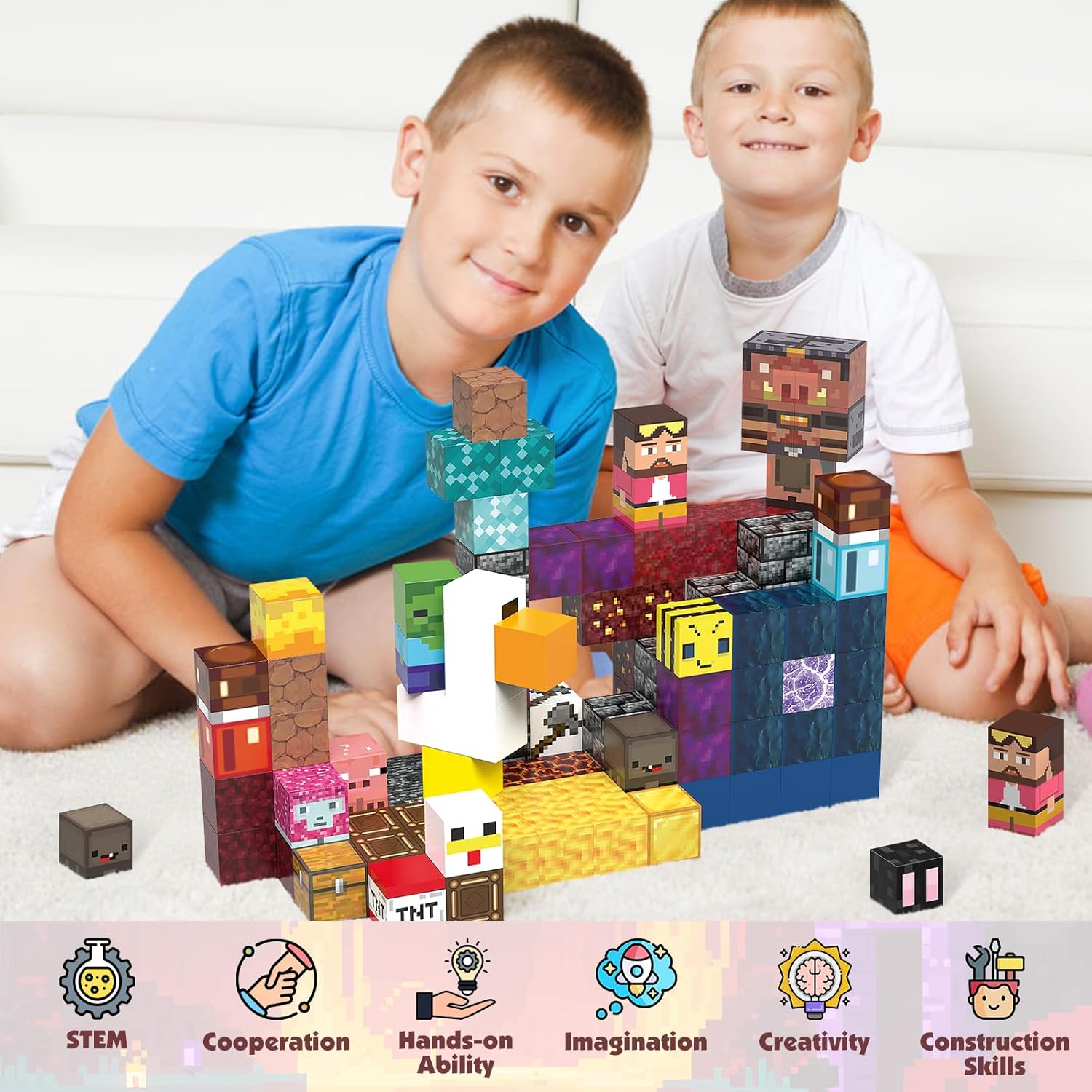 JIMI 240pcs Magnetic Blocks Building Toys 1 inch