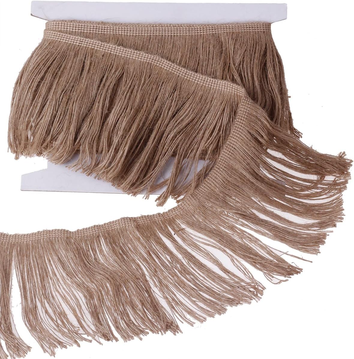 Burlap Fringe Trim Tassel Jute Lace 6 Inches Width 5 Yards Long for Clothes Accessories Latin Wedding Dress and DIY Lamp Shade Decoration (6 inches)