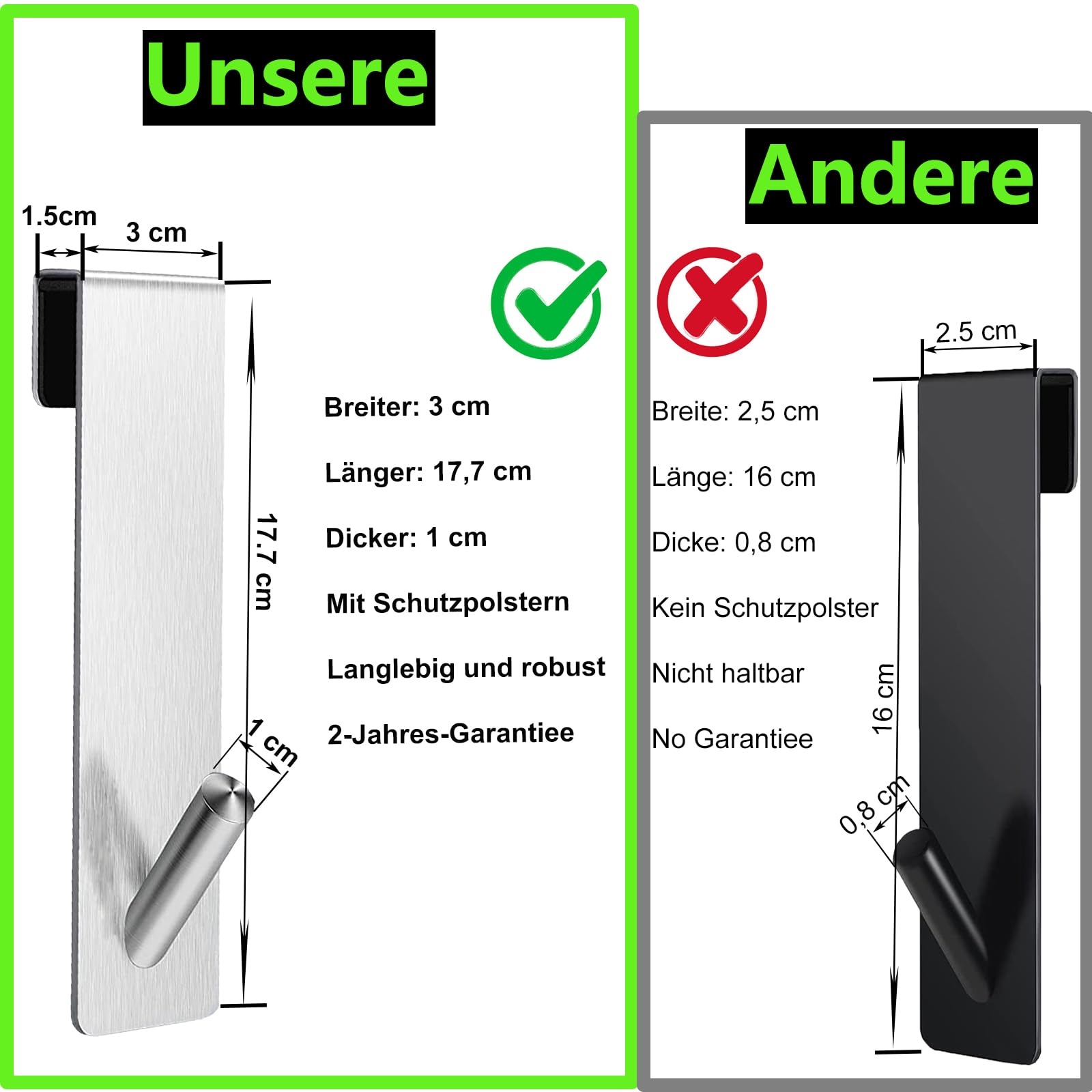4 Ganchos Para Ducha Sin Taladrar - De Acero Inoxidable, Con Protección Para Cristal