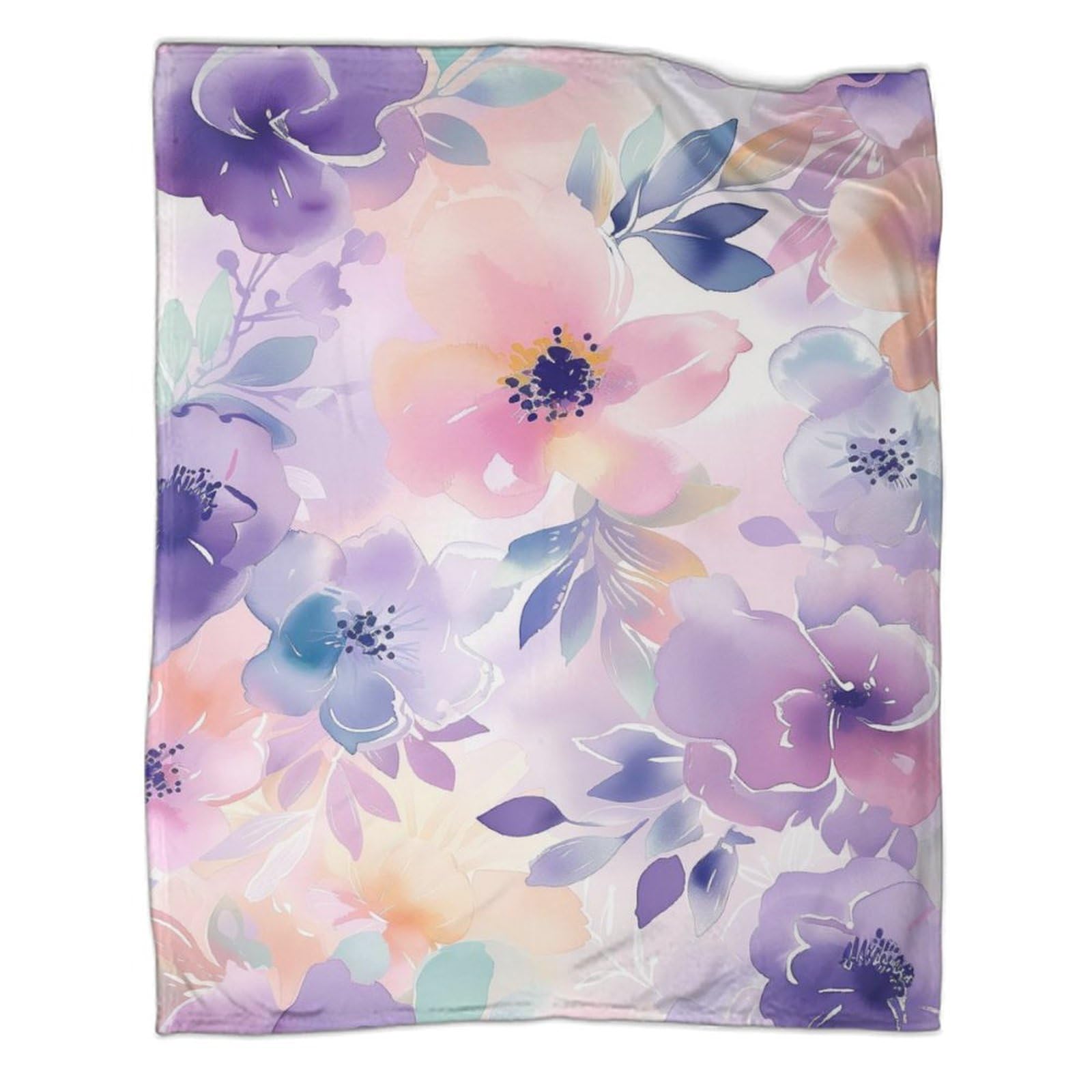 Couverture chaude aquarelle contre les frissons au bureau et salon - Plaid moelleux 100x130