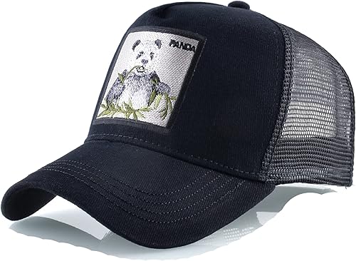Gorra de béisbol de malla bordada de animales para hombres mujeres jóvenes y adultos