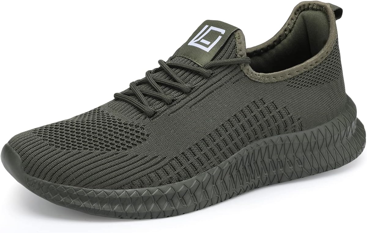 Amazon.com | Men's Road Running Shoes Fashion Sneakers Ultra Light Mesh Walking Shoes Breathable Comfortable Casual Knit Workout Shoes AllGreen 11 | Walking