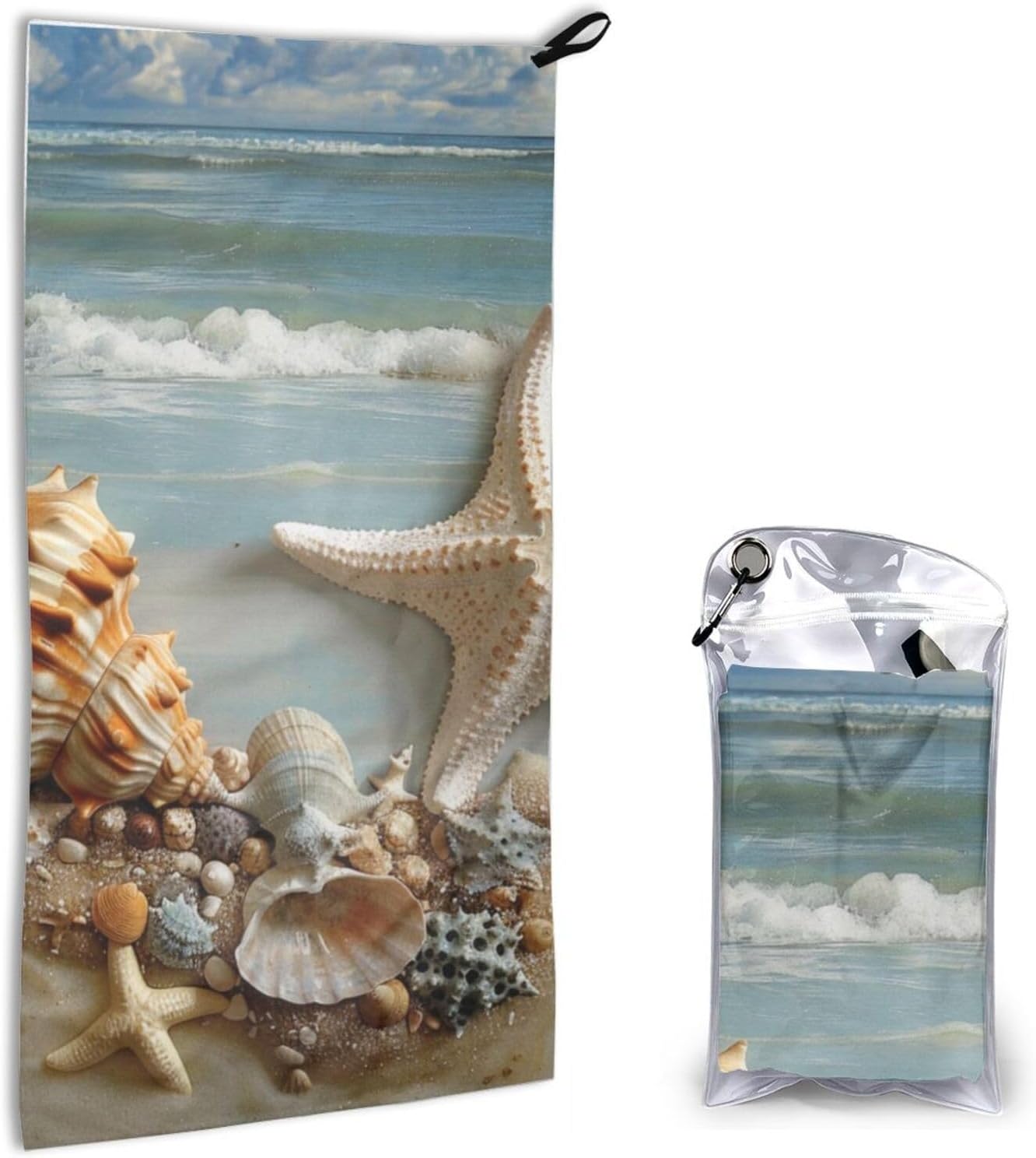 Sport Golf Ball Sunset Tree Printed Microfiber Quick Dry Towel 16x31.5 in, Lightweight & Compact with PVC Pouch & Carabiner - for Beach, Camping, Gym, Travel & Home Use