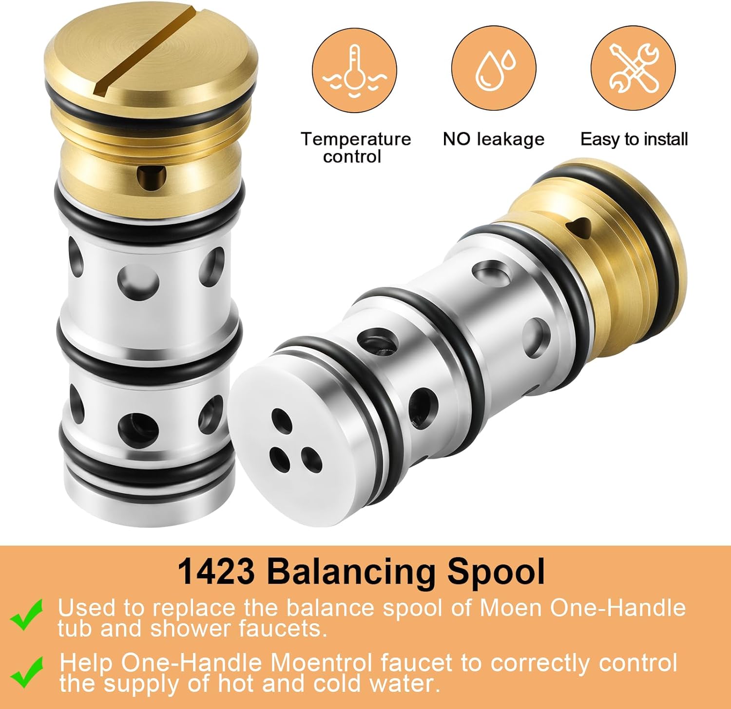 1423 Balancing Spool Valve Cartridge,for Moen Compatible with Moentrol series Single Handle tub Shower and Shower-only Faucets Valve Replacement