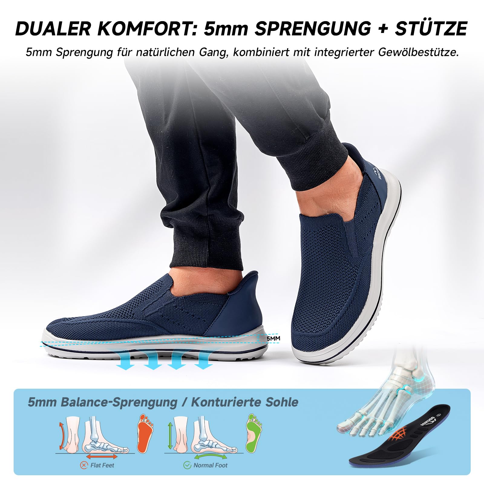 Baskets Hommes Chaussures à Enfiler Mains Libres sans Lacets Confortables Jogging Salle de Sport